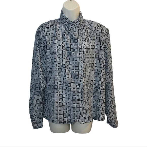 ak collectible Tops - Vintage 80’s 90’s AK Collectible Blouse Blazer Long Sleeve Black Gray 12 / Large